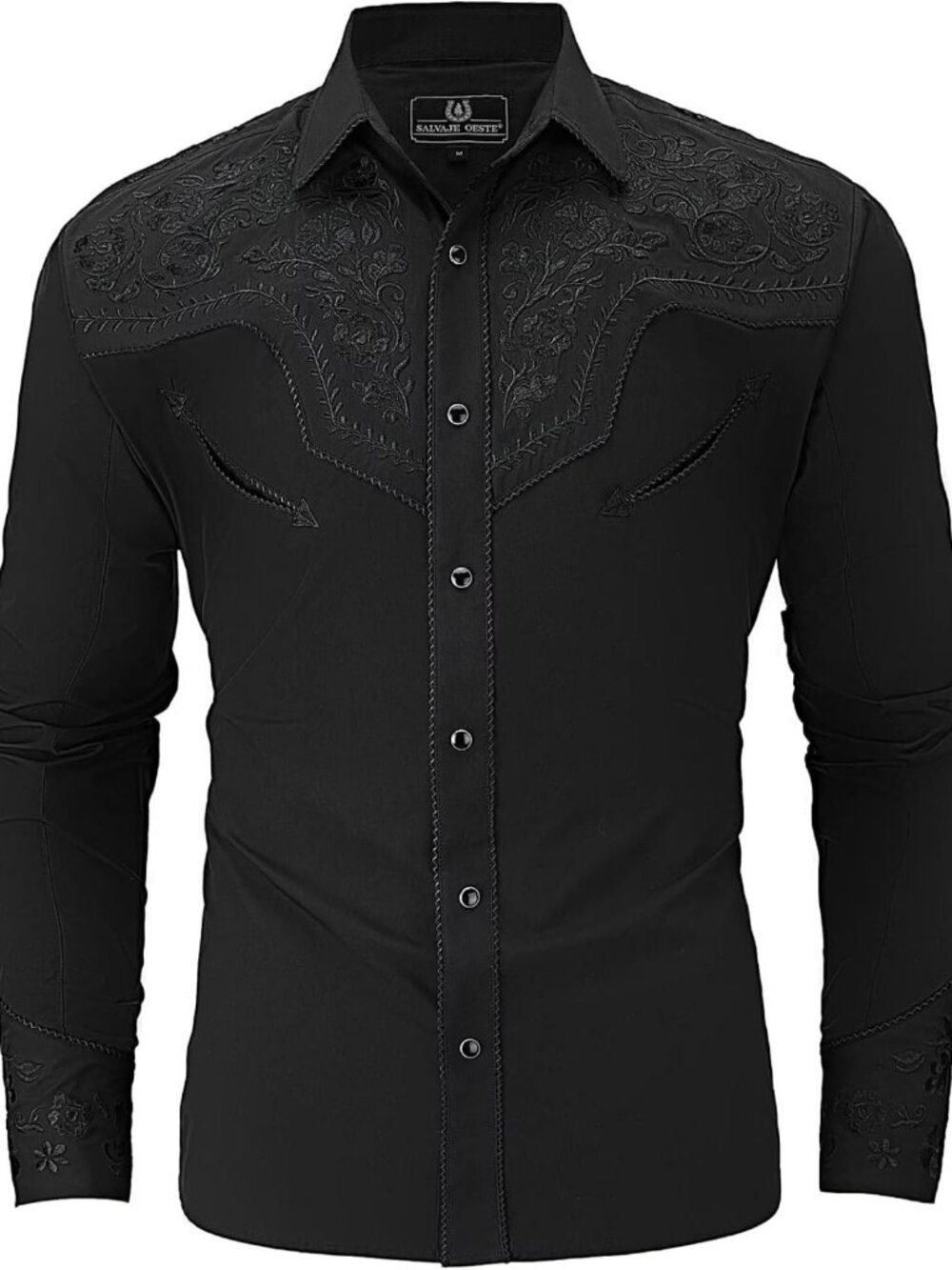 Embroidered Western Cowboy Shirt for Men | Casual Long Sleeve Floral Button Down